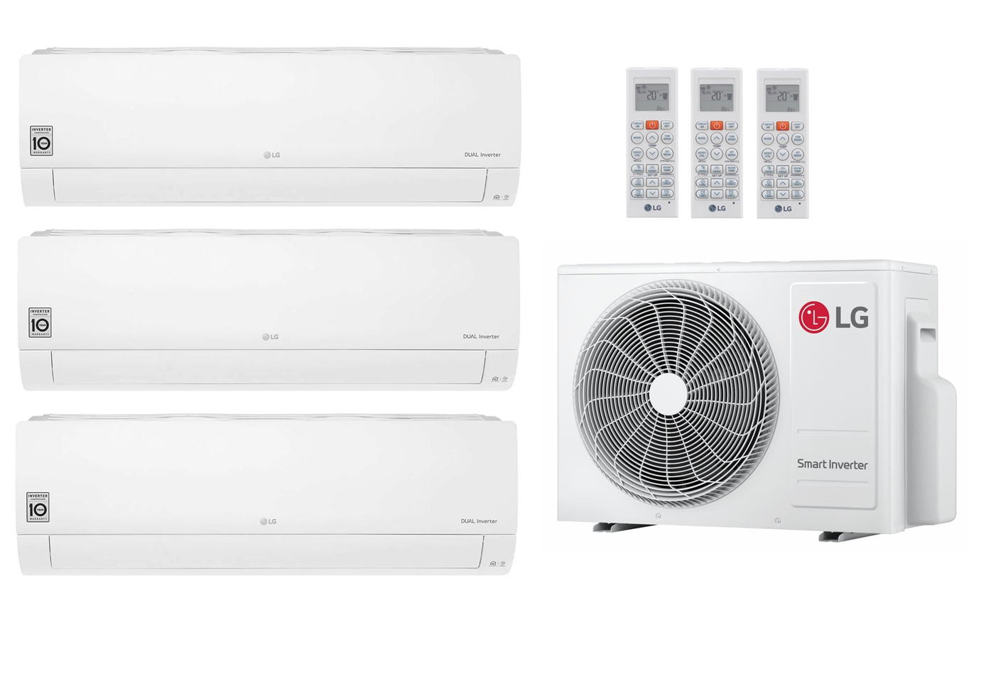 Multi Split Klimaanlage LG 3x Innengerät Standard 2 S09EC.NSJS 2,5 kW + 1x Außengerät MU3R21.U23 6,2 kW