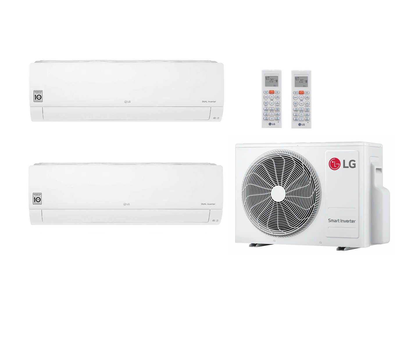 Multi split airconditioning LG 2x binnenunit Standaard Plus PC12SK 3,5 kW + 1x buitenunit MU2R17 4,7 kW of MU3R19 5,3 kW of MU3R21 6,2 kW