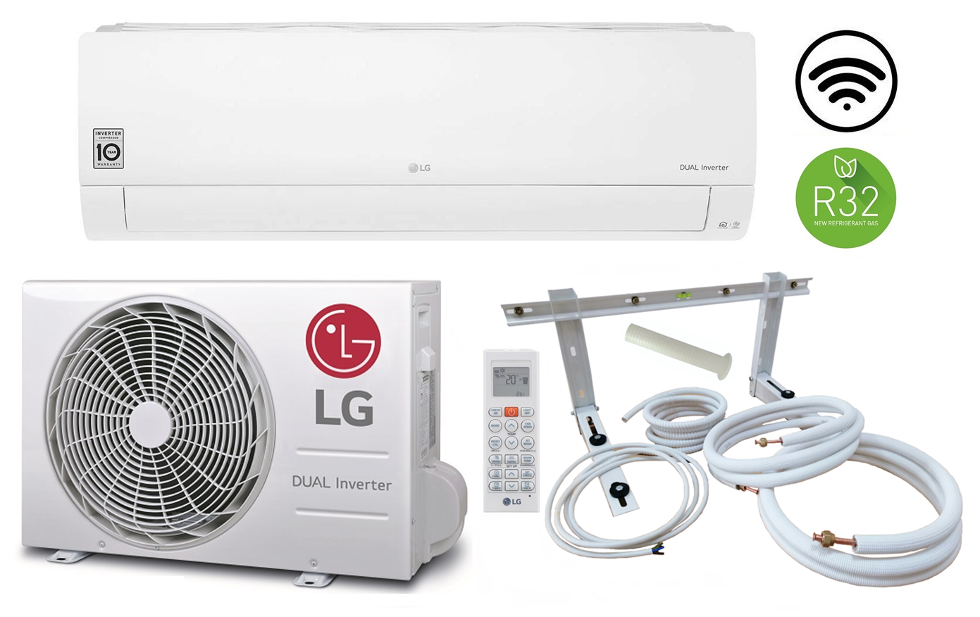 Split Klimaanlage LG Standard 2 Standard 2 S09EC.NSJS / S09EC.UA3S 2,5 kW + optionales Montageset 3-12m