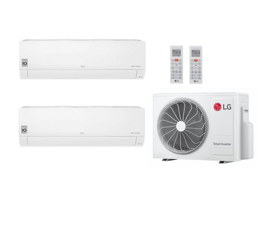 Multi split airconditioning LG 2x binnenunit Standaard Plus PC12SK 3,5 kW + 1x buitenunit MU2R17 4,7 kW of MU3R19 5,3 kW of MU3R21 6,2 kW