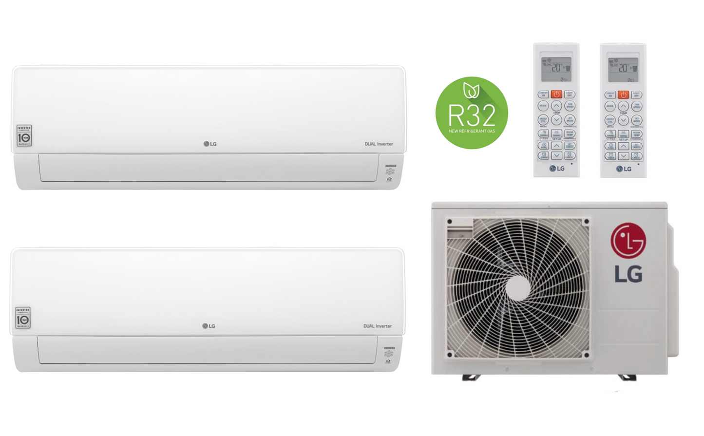 Multi Split Klimaanlage LG 2 Innengeräte Deluxe DC12RK 3,5 kW + Außengerät MU3R21 6,2 kW