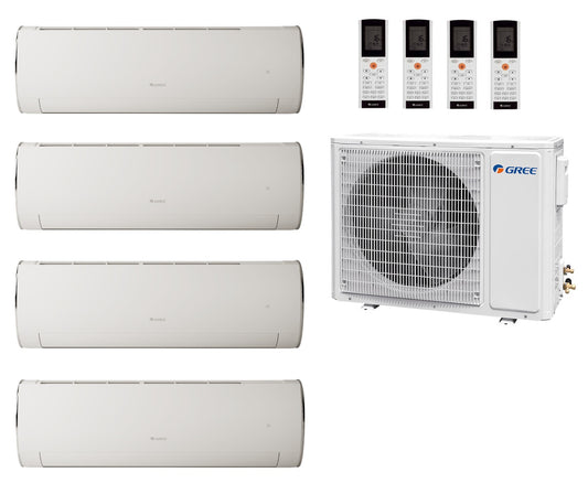 Multi Split Klimaanlage Gree Fairy White 1x FA09W GWH09ACC-K6DNA1F/I (W) 2,7 kW + 1x FA12W GWH12ACC-K6DNA1F/I (W) 3,5 kW + 1x FA18W GWH18ACDXF-K6DNA1A/I (W) 5,3 kW + 1x LLP24I 7,1 kW + 1x Außengerät GWHD(42) FM42O 12,10 kW