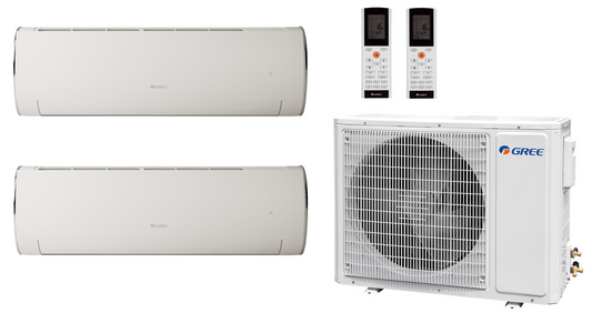 Multi Split Klimaanlage Gree 2x Fairy White FA18W GWH18ACDXF-K6DNA1A/I (W) 5,3 kW + 1x Außengerät GWHD(24) FM24O 7,10 kW