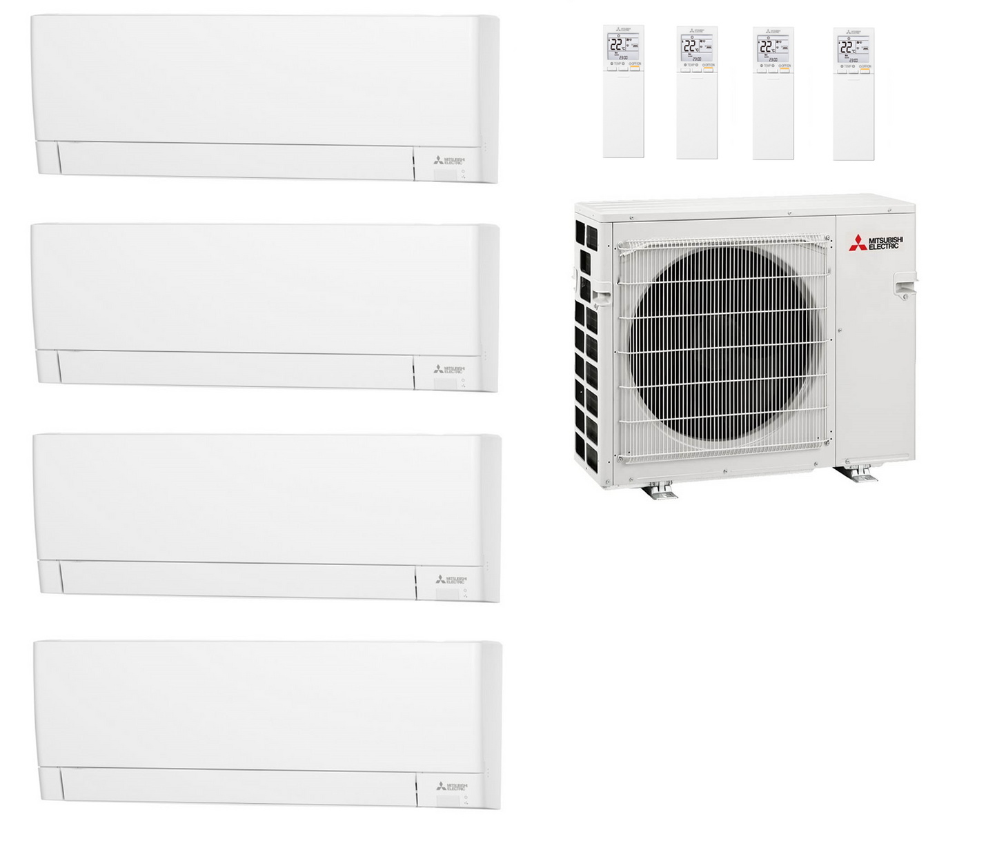 Multi Split Klimaanlage Mitsubishi 4x Innengerät MSZ-AY25VGK 2,5 kW + 1x Außengerät MXZ-4F72VF 7,2 kW WiFi