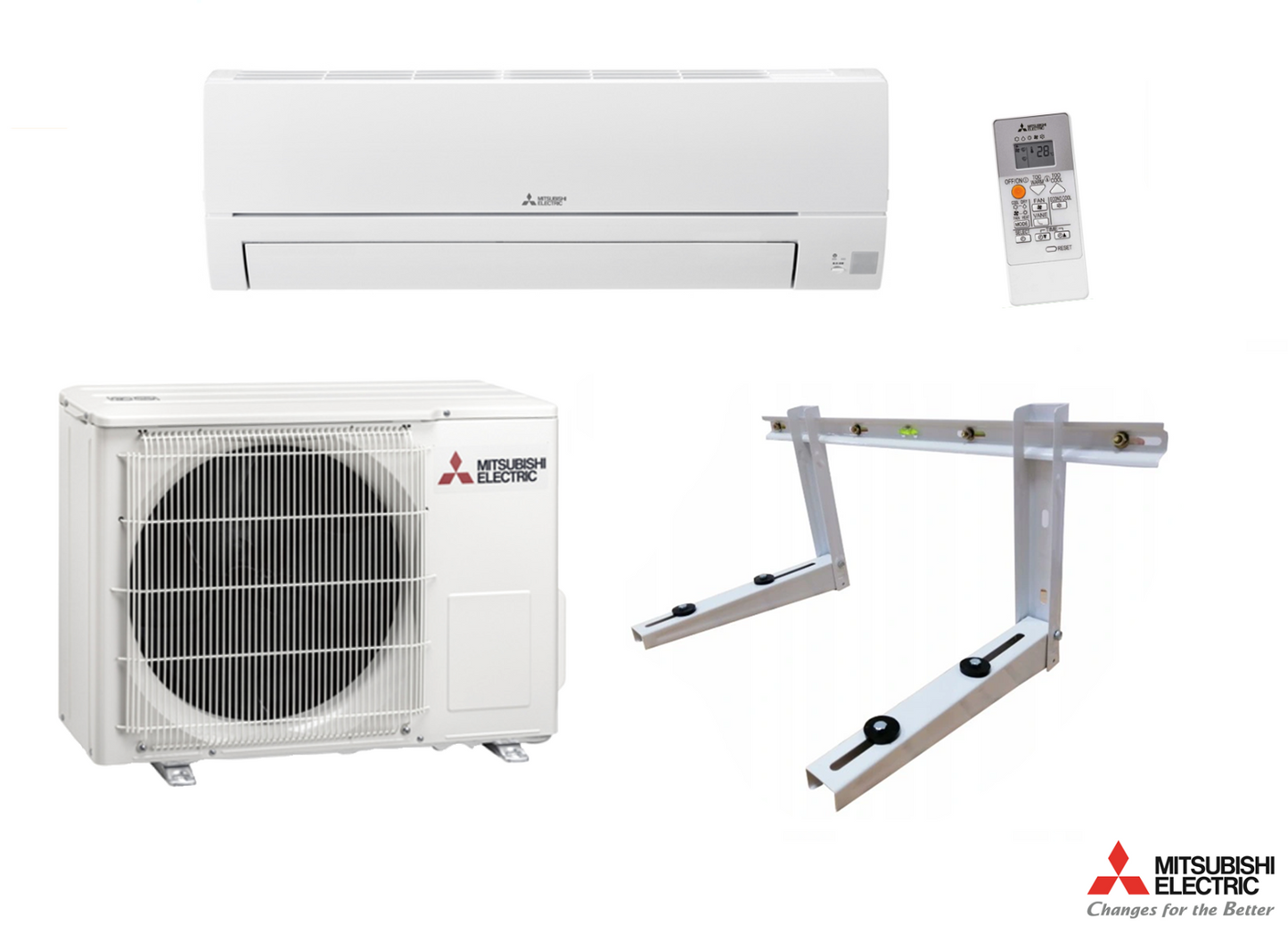 Split airconditioning Mitsubishi MSZ-HR35VF / MUZ-HR35VF 3,5 kW + muurbeugel Rodigas 420 mm