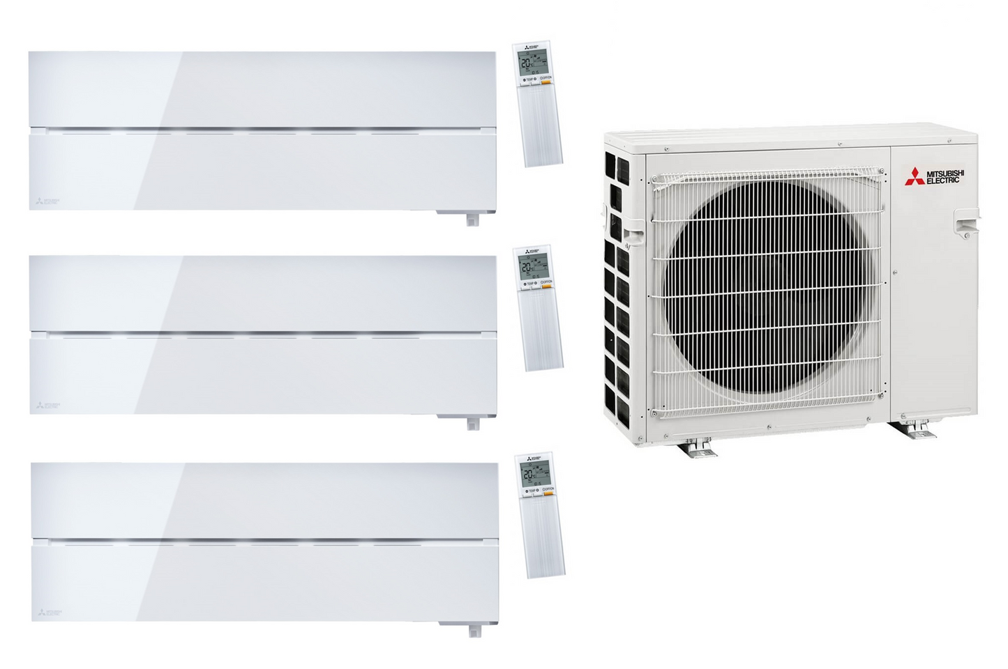 Multi Split Klimaanlage Mitsubishi 3x Innengerät Diamond MSZ-LN18VG2 W (Natural White) 1,8 kW + 1x Außengerät MXZ-3F54VF3 5,4 kW