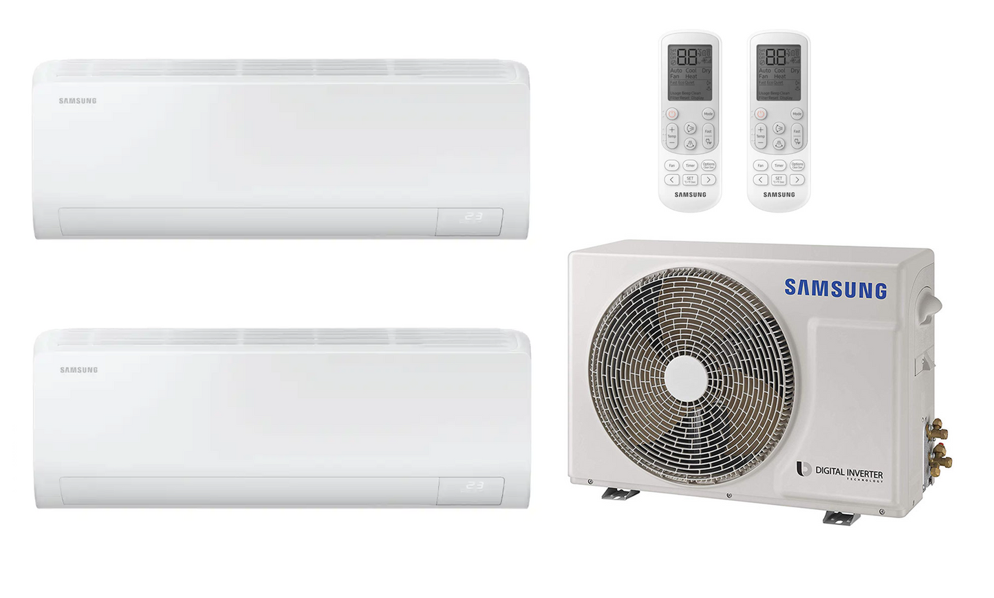 Multi split airconditioning Samsung 2 binnenunits Cebu AR09TXFYAWKNEW 2,5 kW + buitenunit AJ040TXJ2KG/EU 4 kW