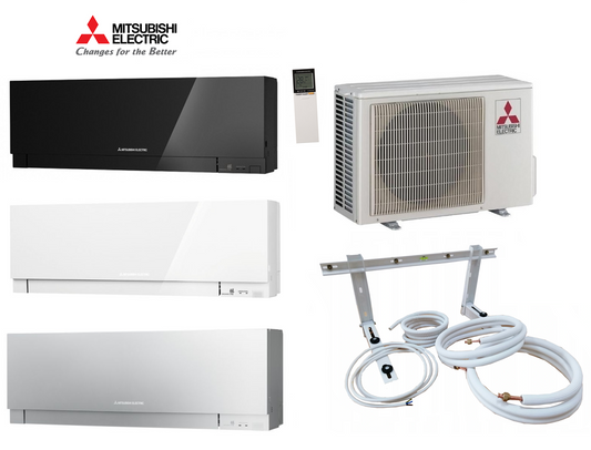 Split Klimaanlage Mitsubishi Premium MSZ-EF35VGK B/W/S, MUZ-EF35VG 3,5 kW + optionales Montageset 3-12m