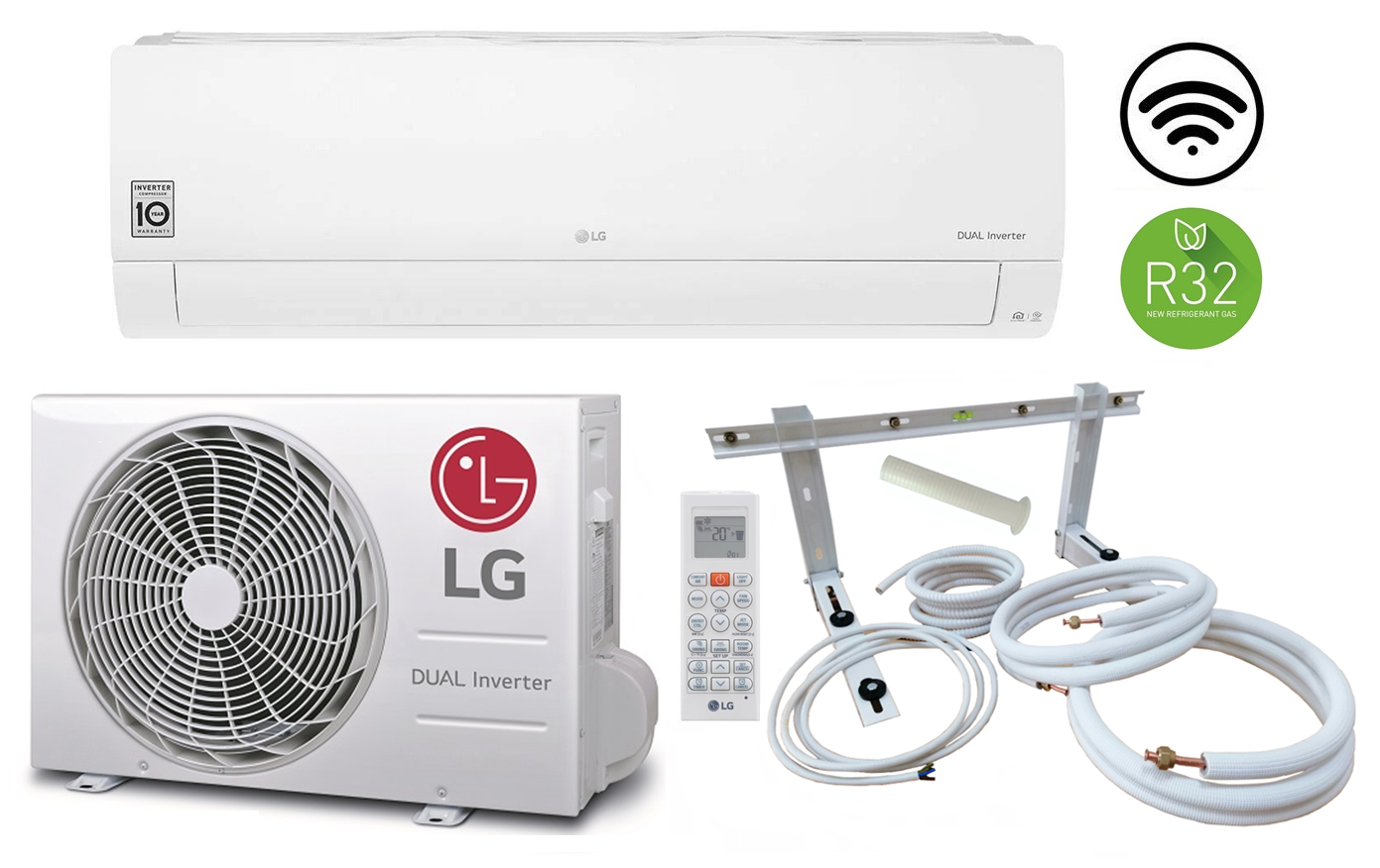 Split Klimaanlage LG Standard 2 S09ET 2,5 kW + optionales Montageset 3-12m