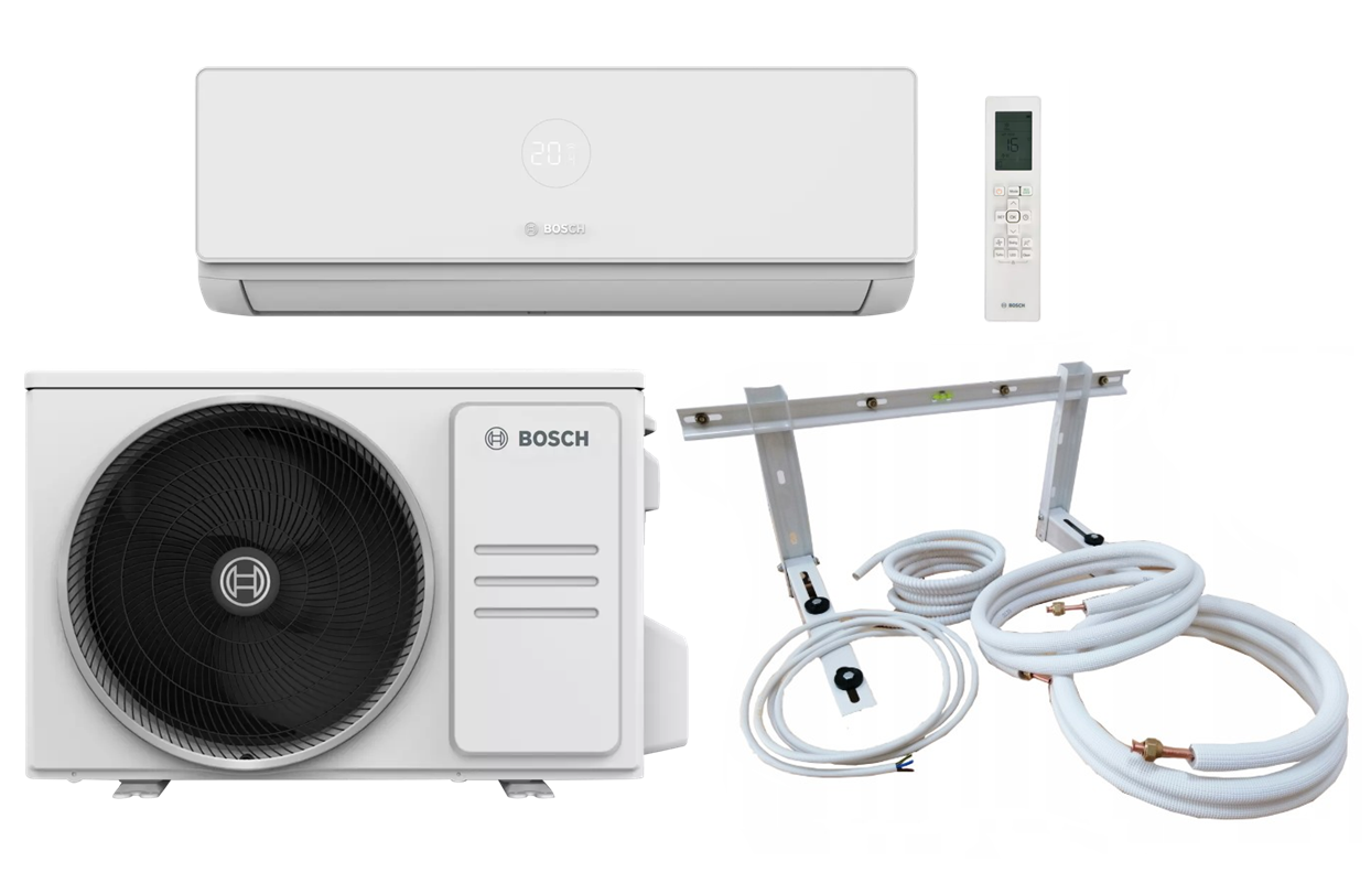 Split Klimaanlage Bosch Climate 4000i CL4000iU W 26 E / CL4000i 26 E 2,6 kW + optional Montageset 3-12m + optional WiFi-Modul G10-3