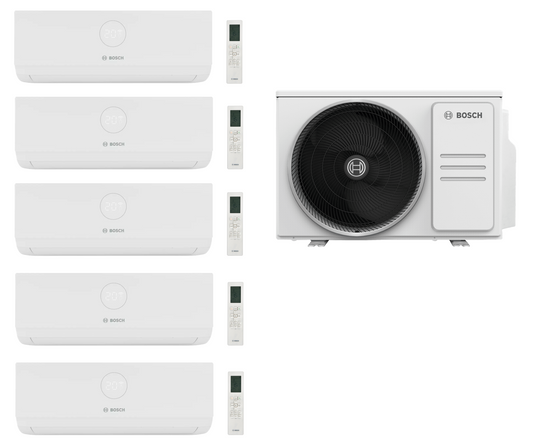 Multi Split Klimaanlage Bosch 3x CL3000iU W 26 E 2,6 kW + 2x CL3000iU W 35 E 3,5 kW + 1x Außengerät CL5000M 125/5 E 12,3 kW