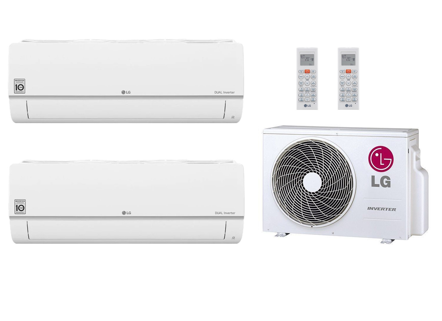 Multi Split Klimaanlage LG 2x Innengerät Standard Plus PM07SK 2,1 kW + 1x Außengerät MU2R15 4,1 kW