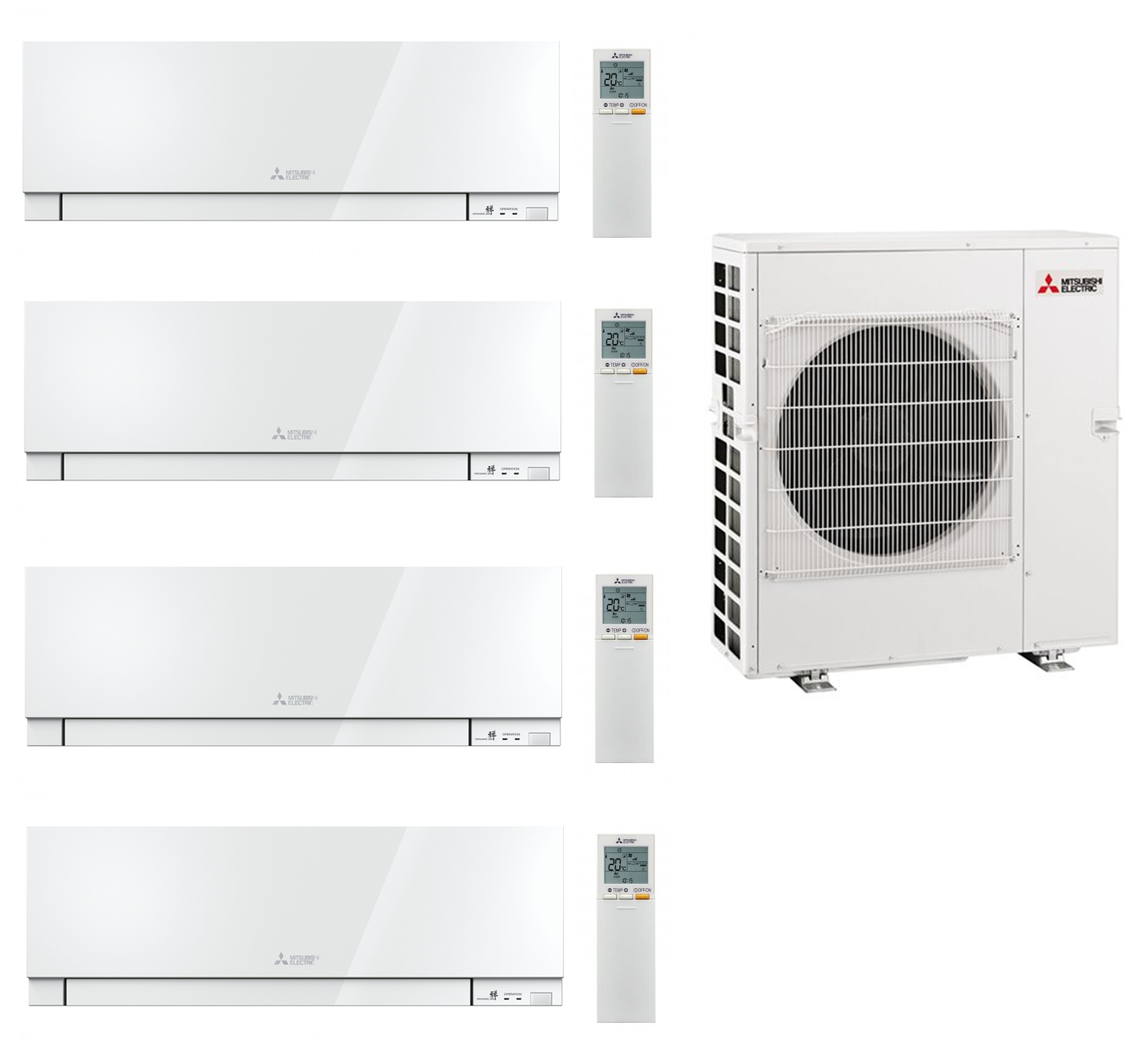 Mitsubishi Multi Split 4x MSZ-EF18VGK 1,8 kW + MXZ-4F83VFHZ 8,3 kW