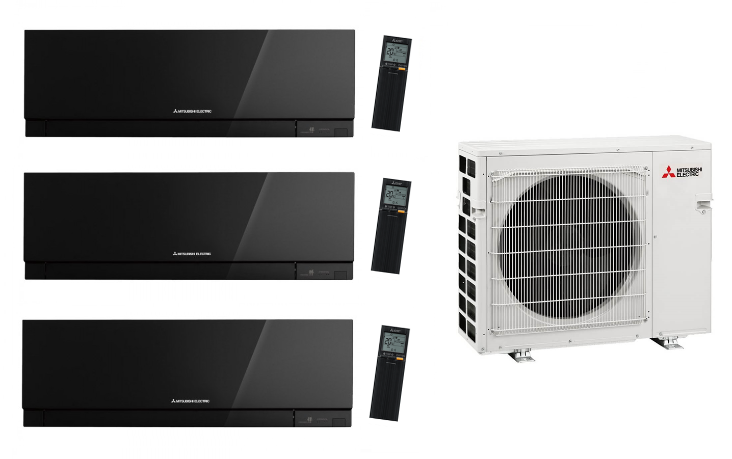 Multi Split Klimaanlage Mitsubishi 3x Innengerät Premium MSZ-EF25VGK W / B / S 2,5 kW + 1x Außengerät MXZ-3F68VF3 6,8 kW