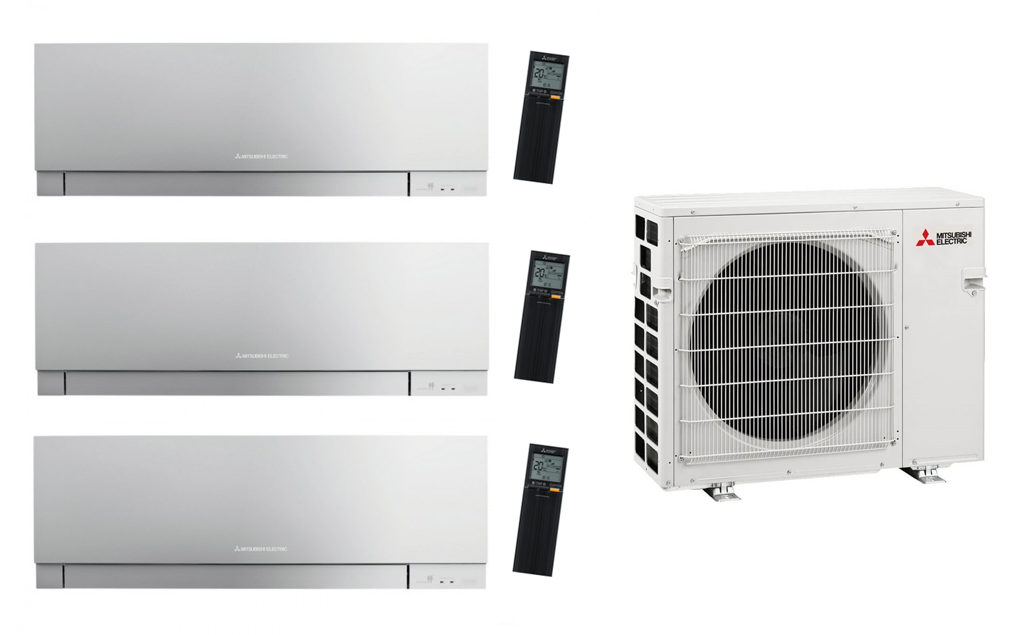 Multi Split Klimaanlage Mitsubishi 3x Innengerät Premium MSZ-EF25VGK W / B / S 2,5 kW + 1x Außengerät MXZ-3F68VF3 6,8 kW