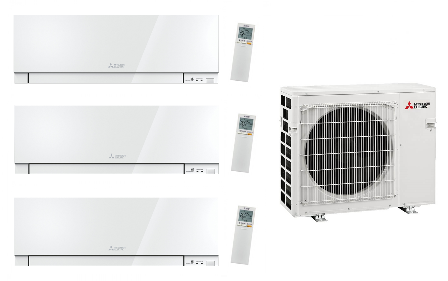 Multi Split Klimaanlage Mitsubishi 3x Innengerät Premium MSZ-EF25VGK W / B / S 2,5 kW + 1x Außengerät MXZ-3F68VF3 6,8 kW