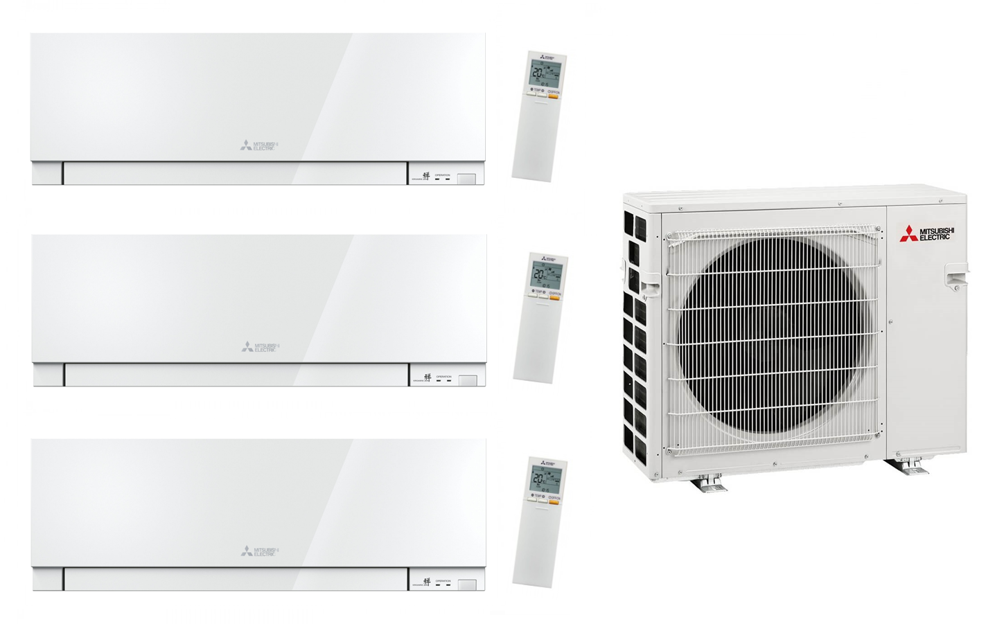 Mitsubishi Multi Split 6.8 kW mit 3x MSZ-EF25VGK Premium 2.5 kW