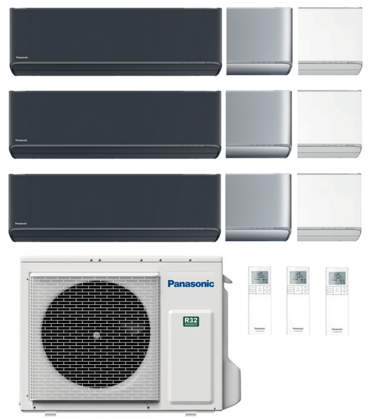 Panasonic Multi Split Klimaanlage 6,8 kW mit 3x 3,5 kW Etherea Weiß / Silber / Graphit