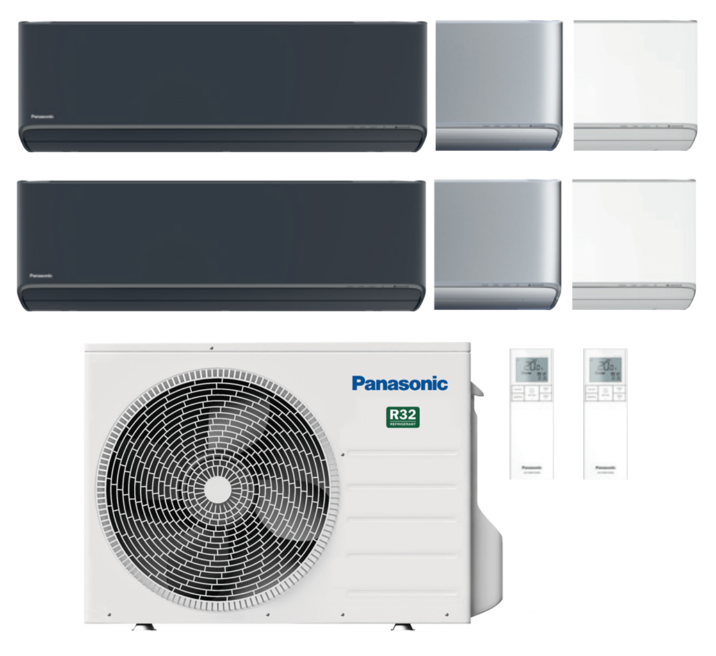 Multi Split Klimaanlage Panasonic 1x ETHEREA 2,0 kW Weiß, Silber o. Graphit + 1x ETHEREA 3,5 kW Weiß, Silber oder Graphit + 1x Außengerät CU-2Z35TBE 3,5 kW o. CU-2Z41TBE 4,1 kW