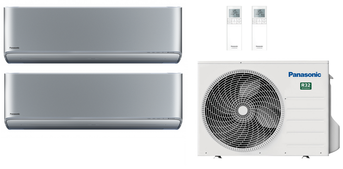 Multi Split Klimaanlage Panasonic 2x ETHEREA 2,0 kW Weiß CS-Z20ZKEW, Silber CS-XZ20ZKEW o. Graphit CS-XZ20ZKEW-H + 1x Außengerät CU-2Z35TBE 3,5 kW o. CU-2Z41TBE 4,1 kW