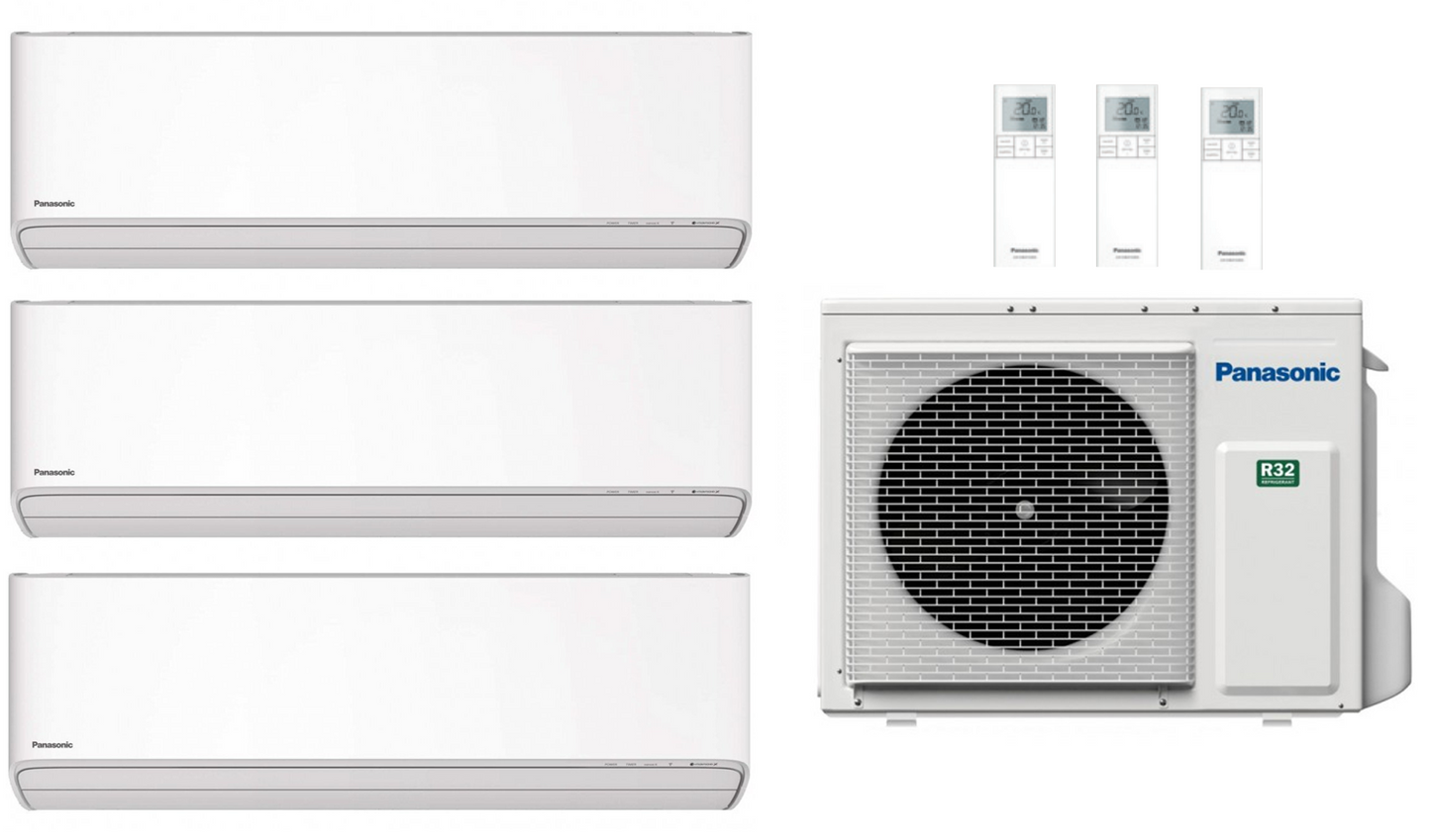 Multi Split Klimaanlage Panasonic 3x ETHEREA 2,5 kW Weiß CS-Z25ZKEW, Silber CS-XZ25ZKEW o. Graphit CS-XZ25ZKEW-H + 1x Außengerät CU-3Z52TBE 5,2 kW oder CU-3Z68TBE 6,8 kW