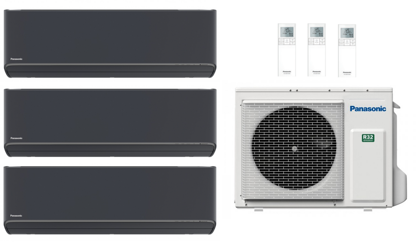 Multi Split Klimaanlage Panasonic 3x ETHEREA 2,5 kW Weiß CS-Z25ZKEW, Silber CS-XZ25ZKEW o. Graphit CS-XZ25ZKEW-H + 1x Außengerät CU-3Z52TBE 5,2 kW oder CU-3Z68TBE 6,8 kW