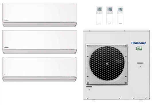 Panasonic Multi Split Klimaanlage 9,0 kW mit 3x 5,0 kW Etherea Innengerät Weiß