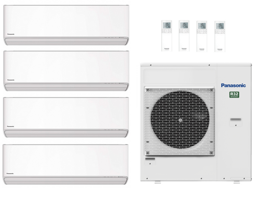 Panasonic Multi Split Klimaanlage 8,0 kW mit 2x 2,0 kW & 2x 5,0 kW Etherea Innengerät Weiß