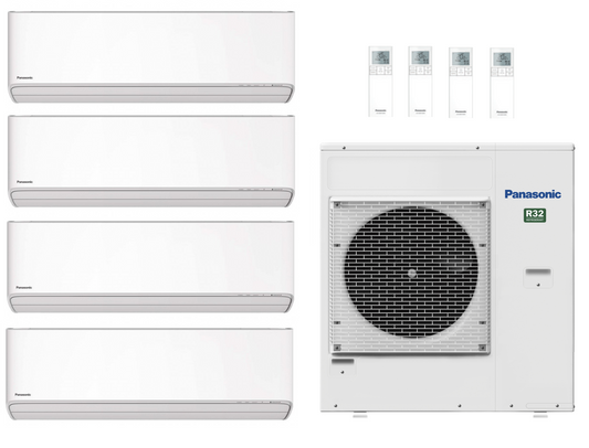 Multi Split Klimaanlage Panasonic 4x ETHEREA CS-Z42ZKEW 4,2 kW Weiß + 1x Außengerät CU-5Z90TBE 9,0 kW