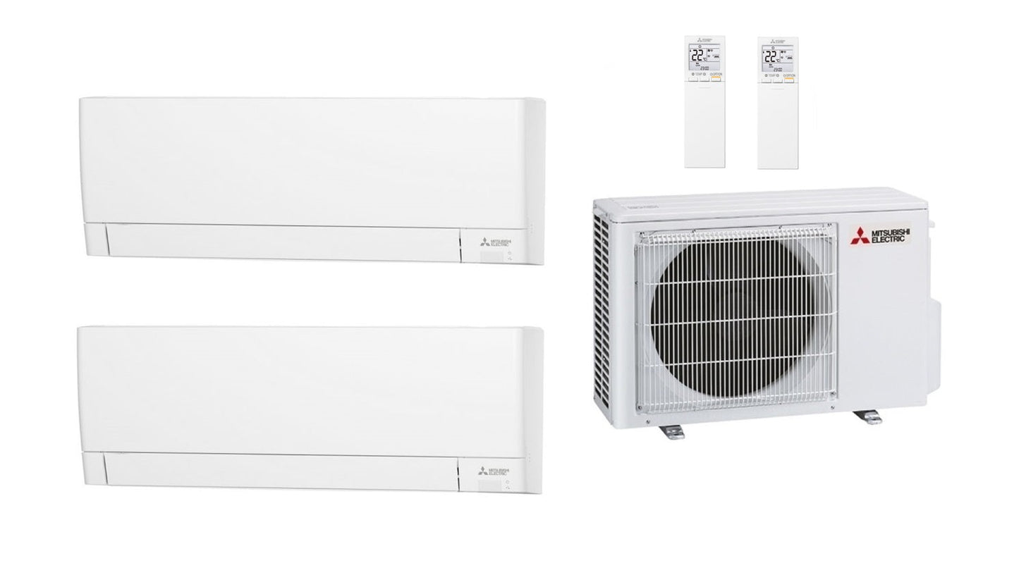 Multi Split Klimaanlage Mitsubishi 1x Innengerät MSZ-AY35VGK 3,5 kW + 1x Innengerät MSZ-AY25VGK 2,5 kW + 1x Außengerät MXZ-2F53VF 5,3 kW WiFi